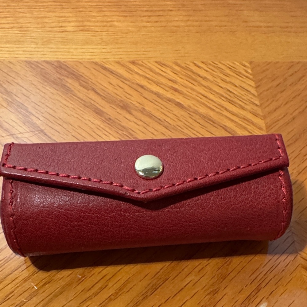 Elegant Red Lipstick Case with Mirror